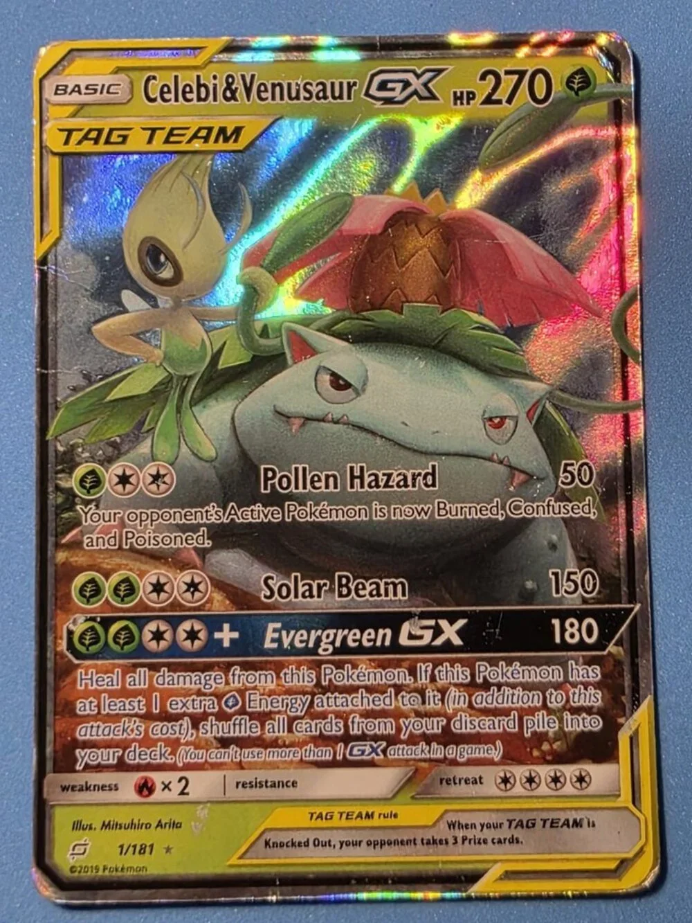 Celebi & Venusaur GX 1/181 SM-Team Up TAG TEAM Ultra Rare Holo English Hp/Dmg
